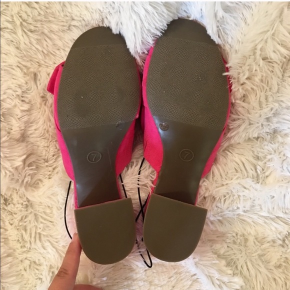 🆕{worthington} Pink Bow Heeled Mules - Picture 2 of 7